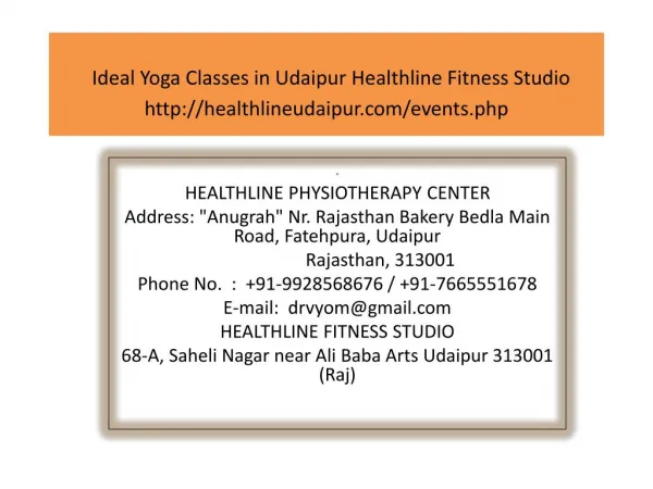 Ideal Yoga Classes in Udaipur Healthline Fitness Studio