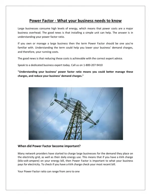 Power Factor - What your business needs to know