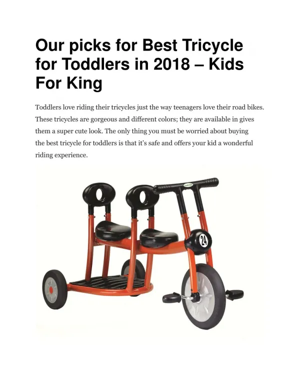 Our picks for Best Tricycle for Toddlers in 2018 – Kids For King