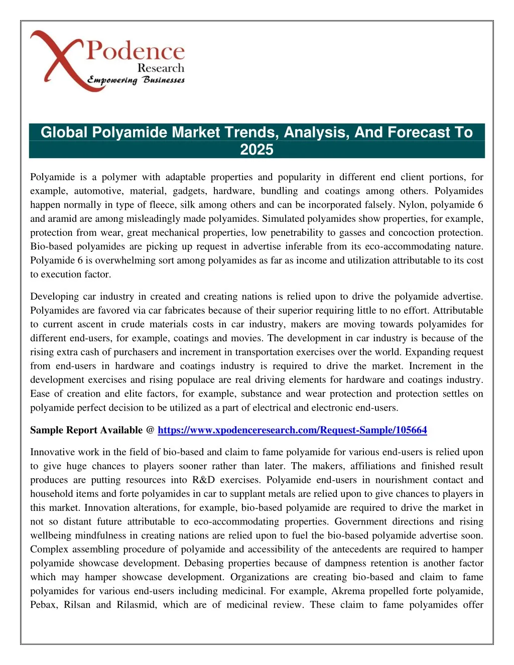 global polyamide market trends analysis