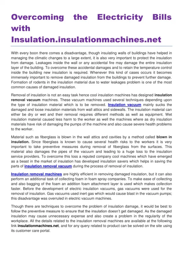 Overcoming the Electricity Bills with Insulation insulationmachines.net