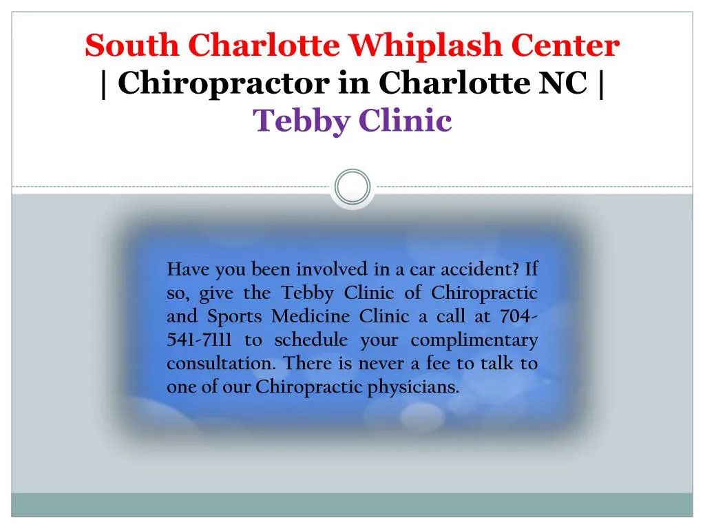 south charlotte whiplash center chiropractor
