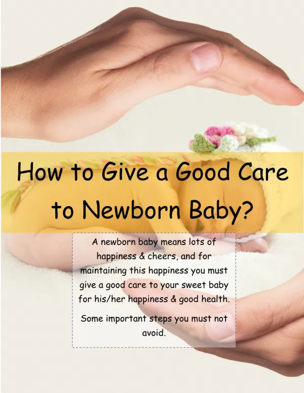 How to Give a Good Care to Newborn Baby?