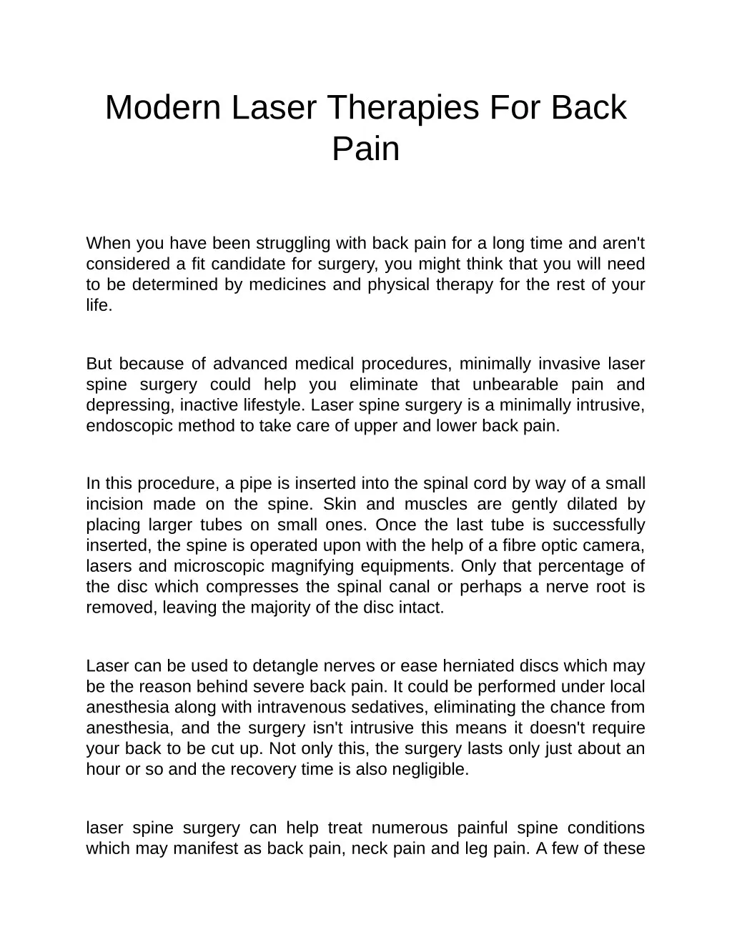 modern laser therapies for back pain