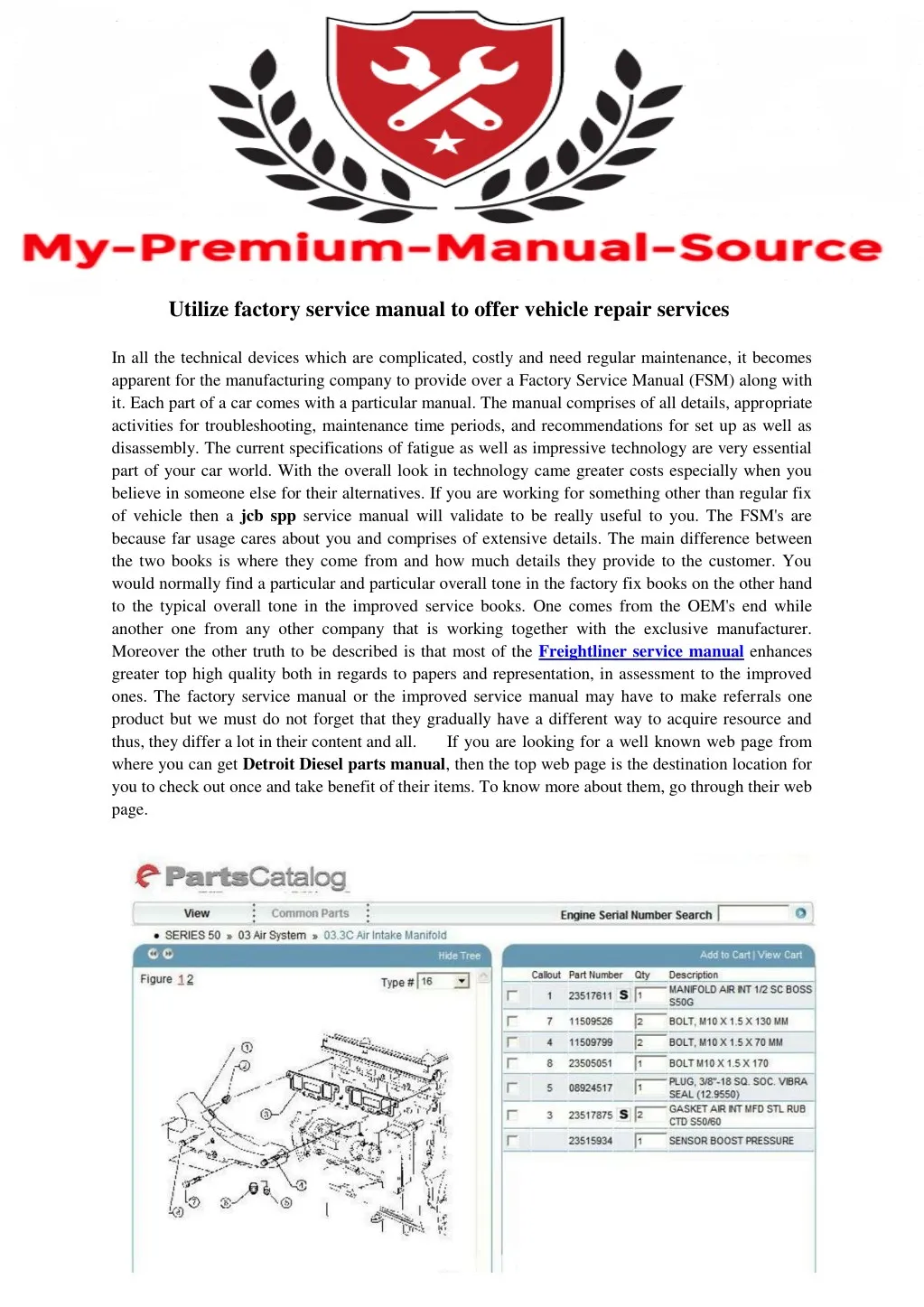 utilize factory service manual to offer vehicle