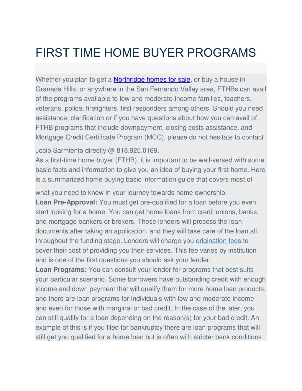 first time home buyer programs
