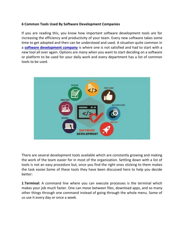 6 common tools used by software development