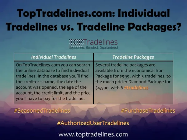 TopTradelines.com: Individual Tradelines vs. Tradeline Packages?