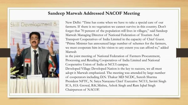 Sandeep Marwah Addressed NACOF Meeting