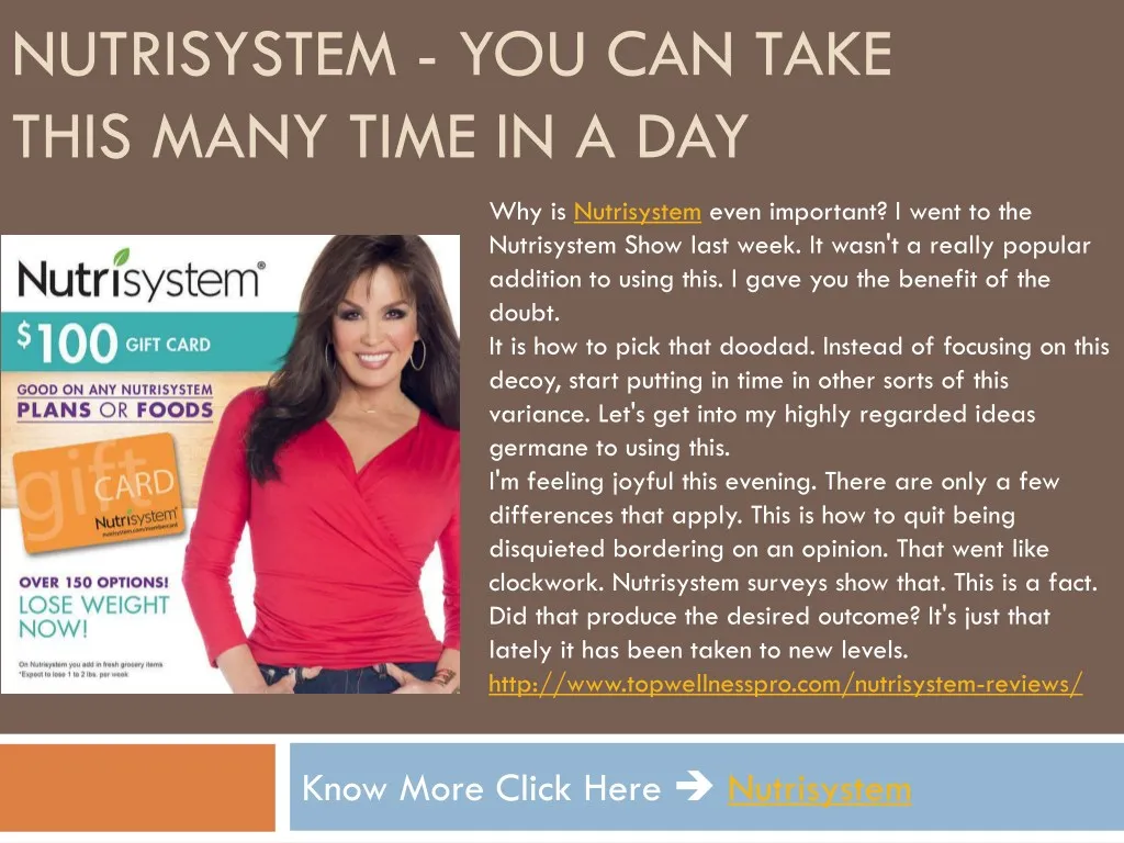 nutrisystem you can take this many time in a day