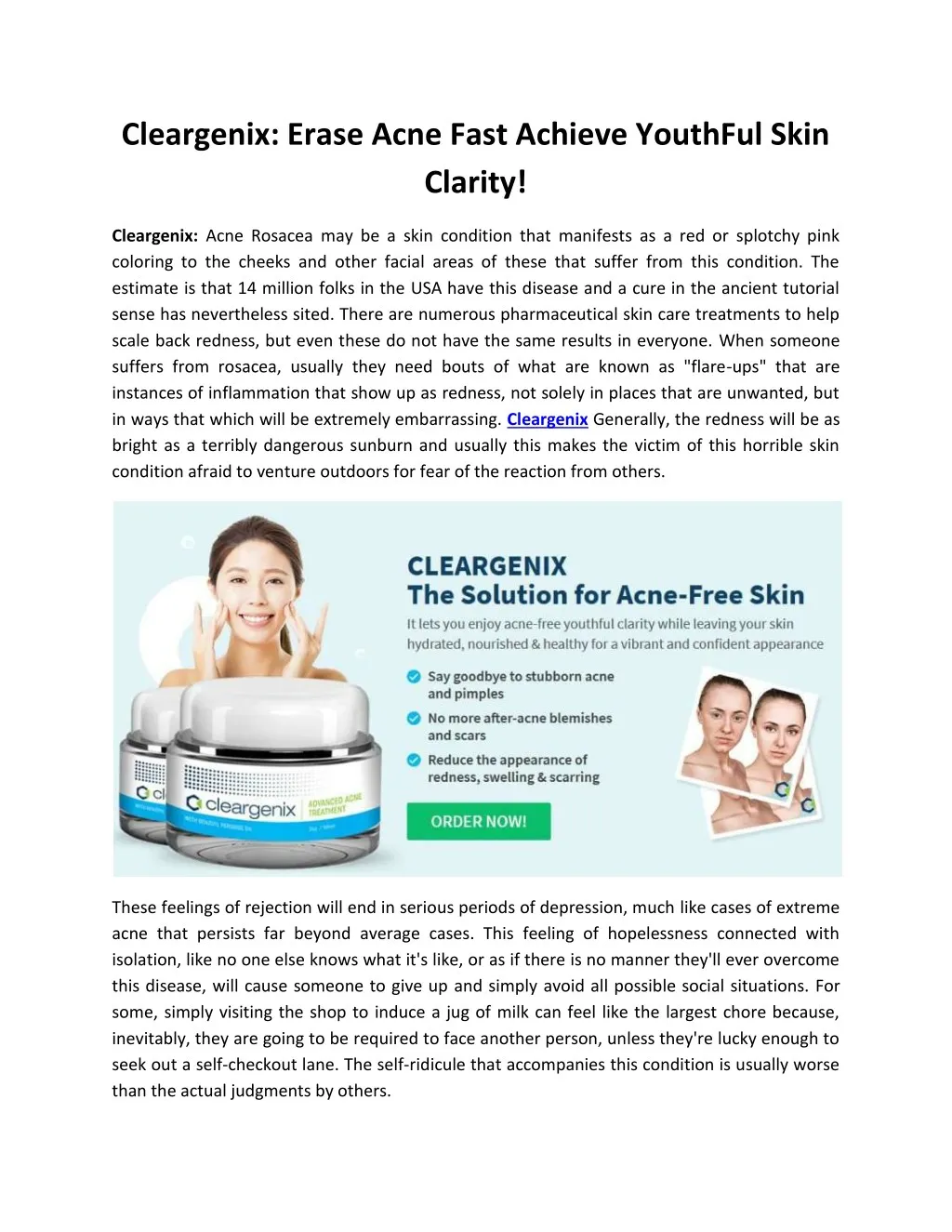 cleargenix erase acne fast achieve youthful skin