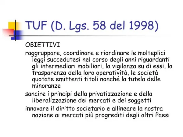 TUF D. Lgs. 58 del 1998