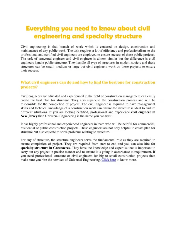 Everything you need to know about civil engineering and specialty structure