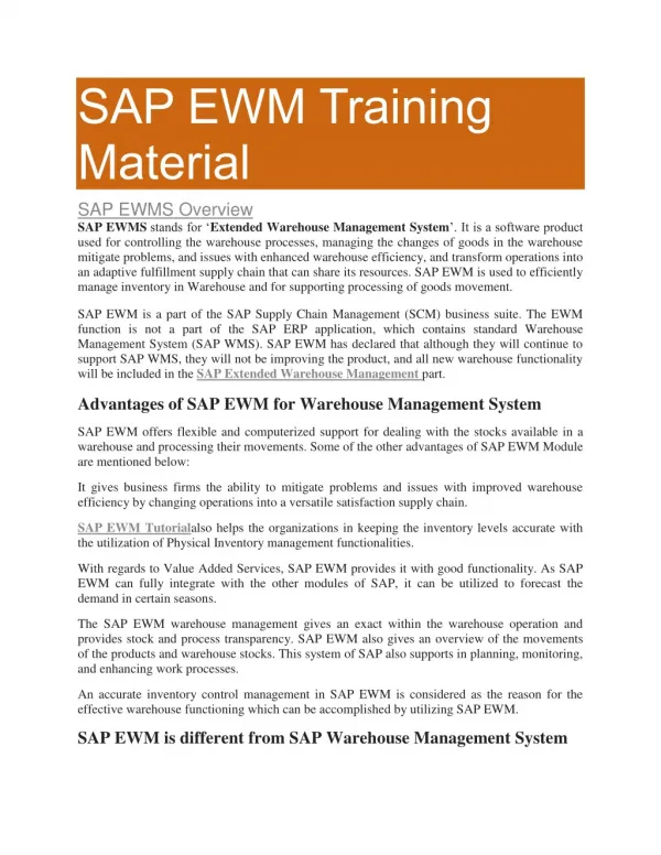 SAP EWM Material PDF