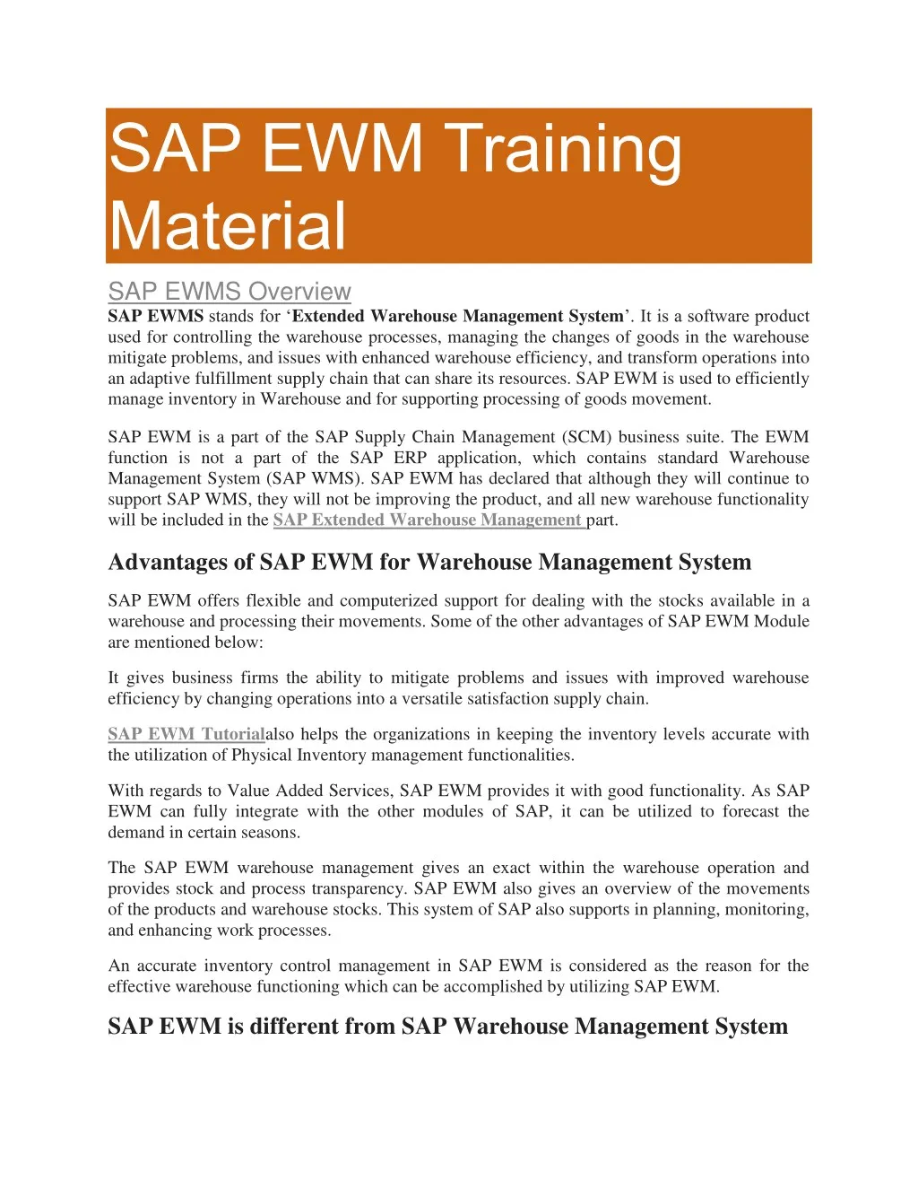 sap ewm training material sap ewms overview