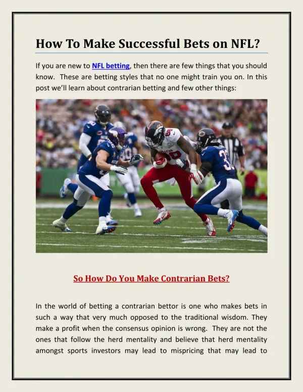 How To Make Successful Bets on NFL?