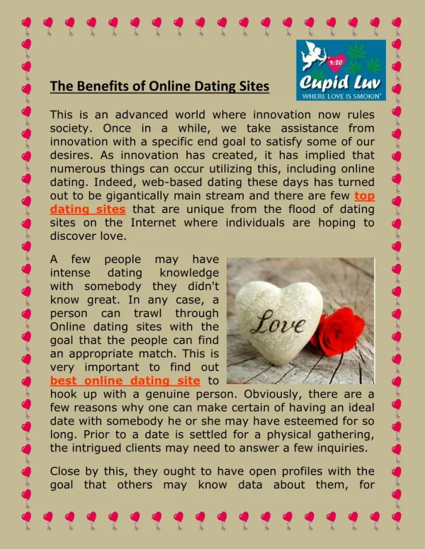 The Benefits of Online Dating Sites - 420Cupidluv.com