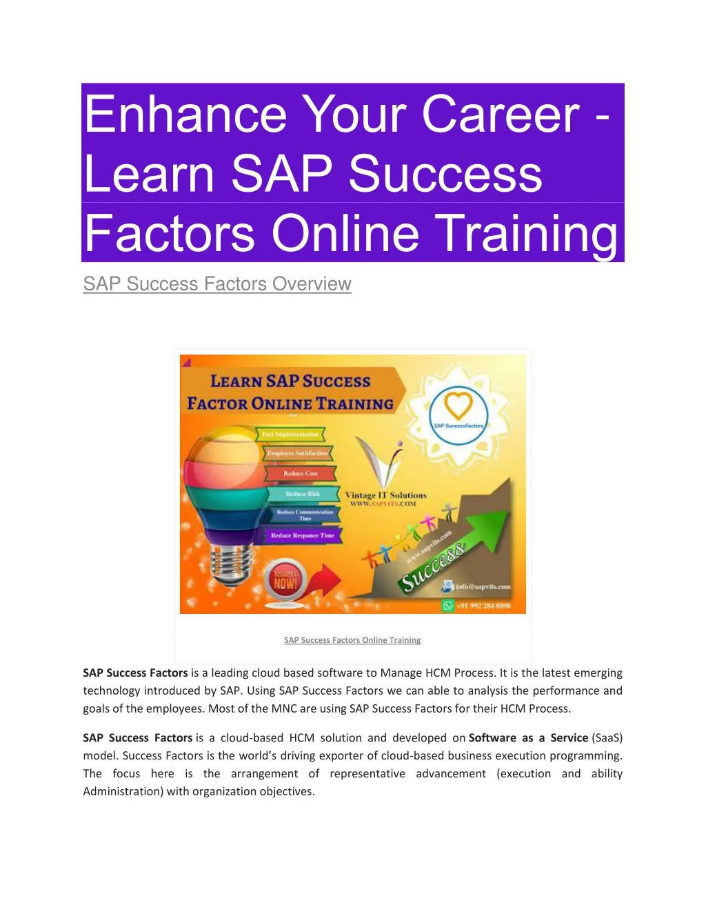 enhance your career learn sap success factors