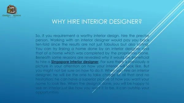 Why Hire Interior Designer | Design 4 Space