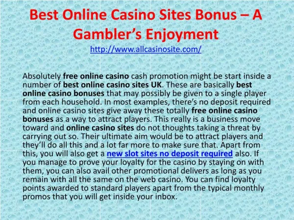 Best Online Casino Sites Bonus â€“ A Gamblerâ€™s Enjoyment