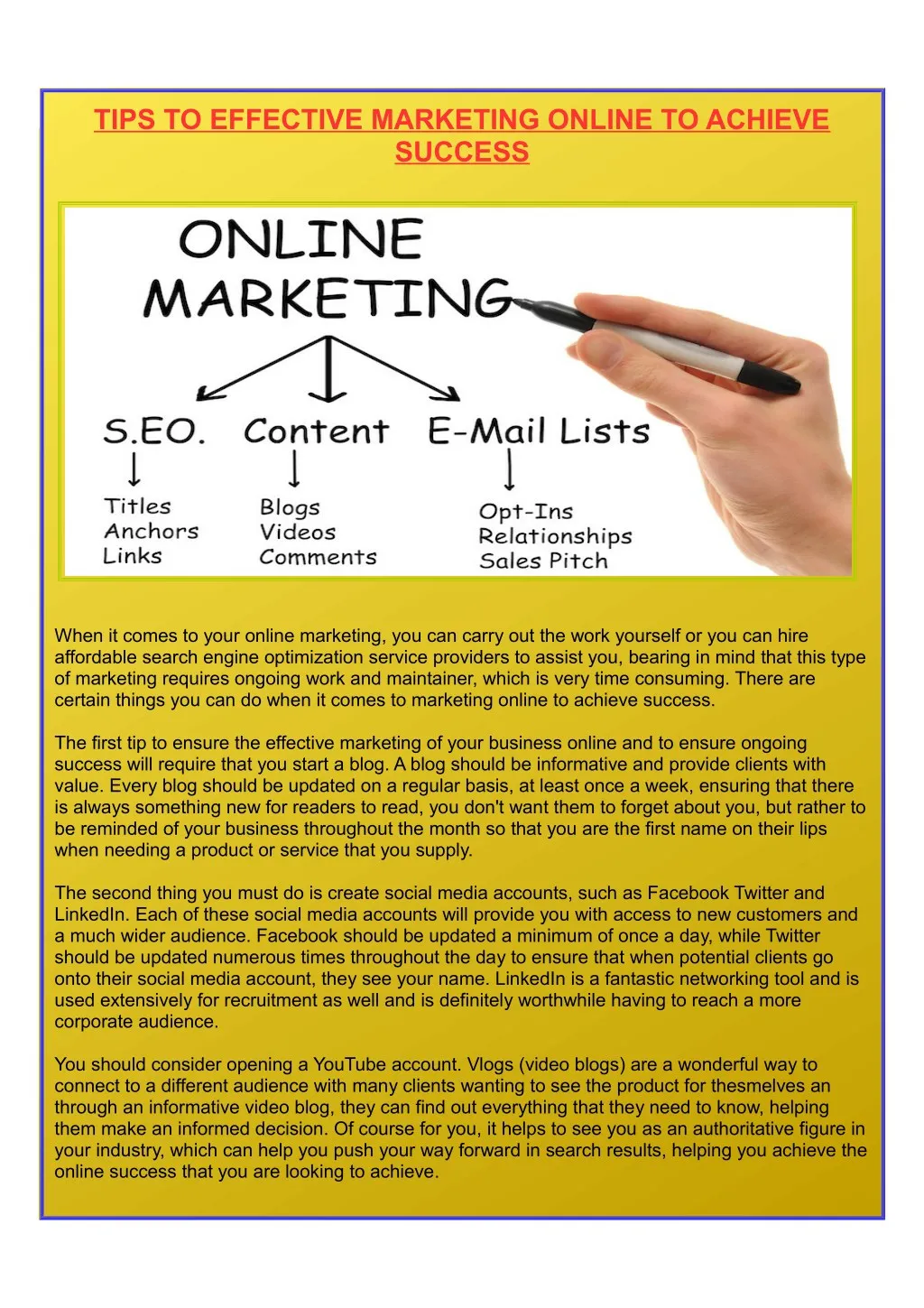 tips to effective marketing online to achieve