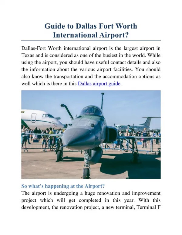 Guide to Dallas Fort Worth International Airport
