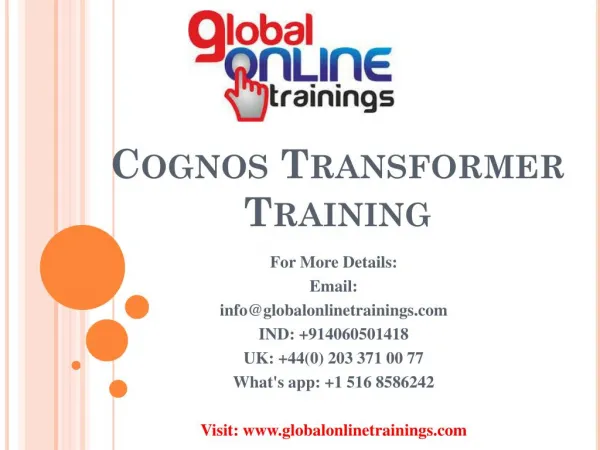 Cognos Transformer training | Cognos Transformer 11.x online training