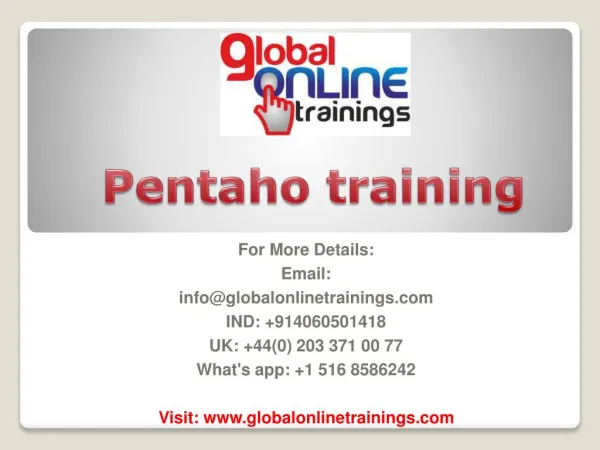 Pentaho training | Pentaho Data Integration PDI online training – GOT