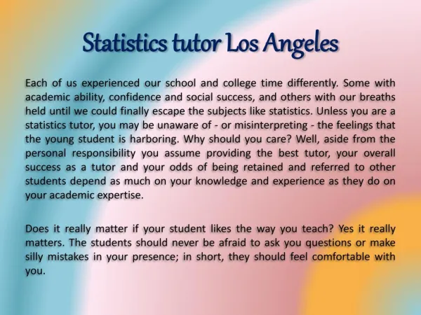 Statistics tutor Los Angeles