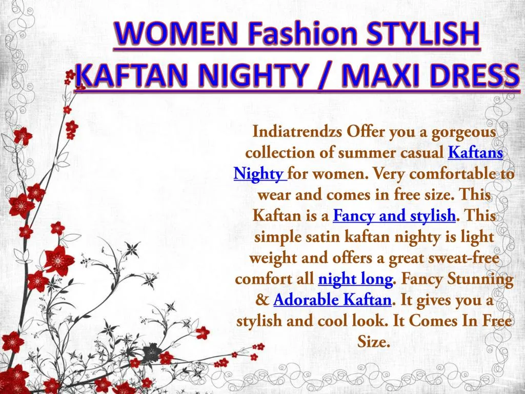 women fashion stylish kaftan nighty maxi dress