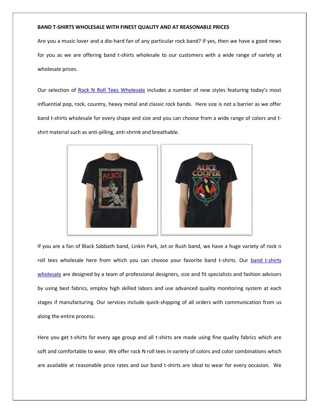 band t shirts wholesale with finest quality