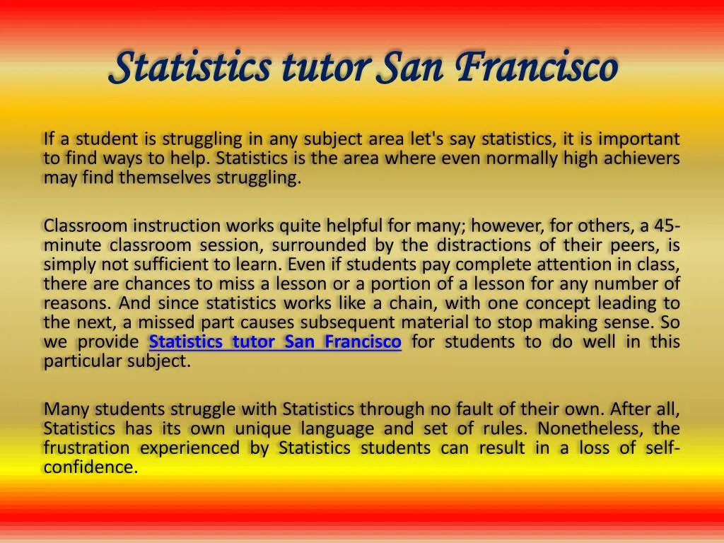 statistics tutor san francisco