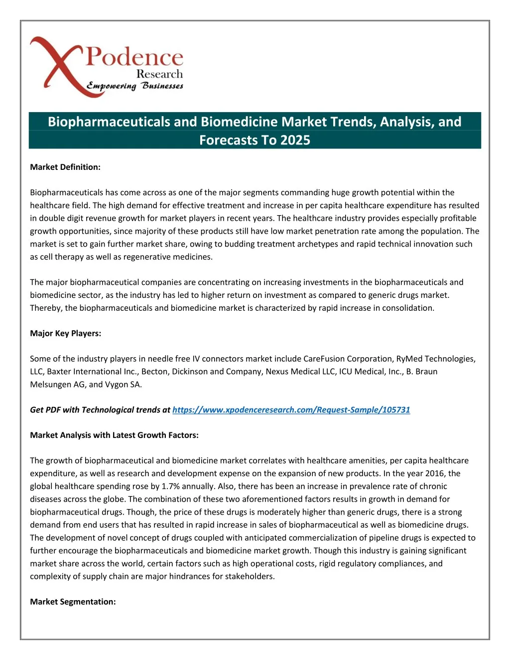 biopharmaceuticals and biomedicine market trends