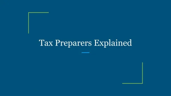 tax preparers explained