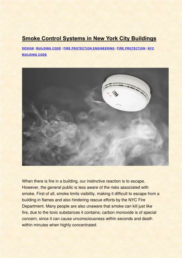 MEP engineering design service-Smoke Control Systems in New York City Buildings