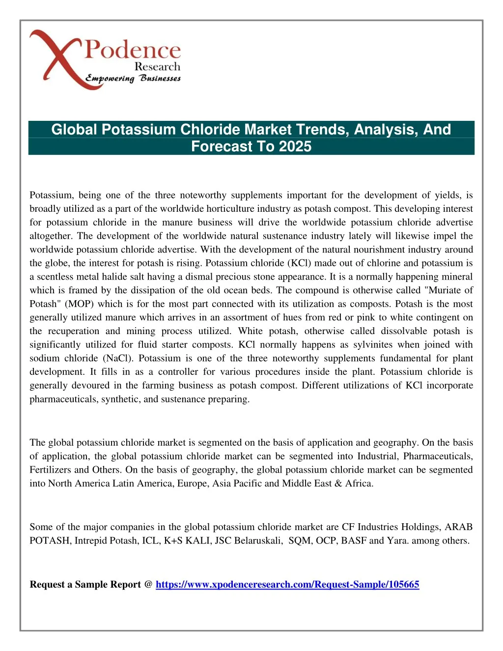 global potassium chloride market trends analysis