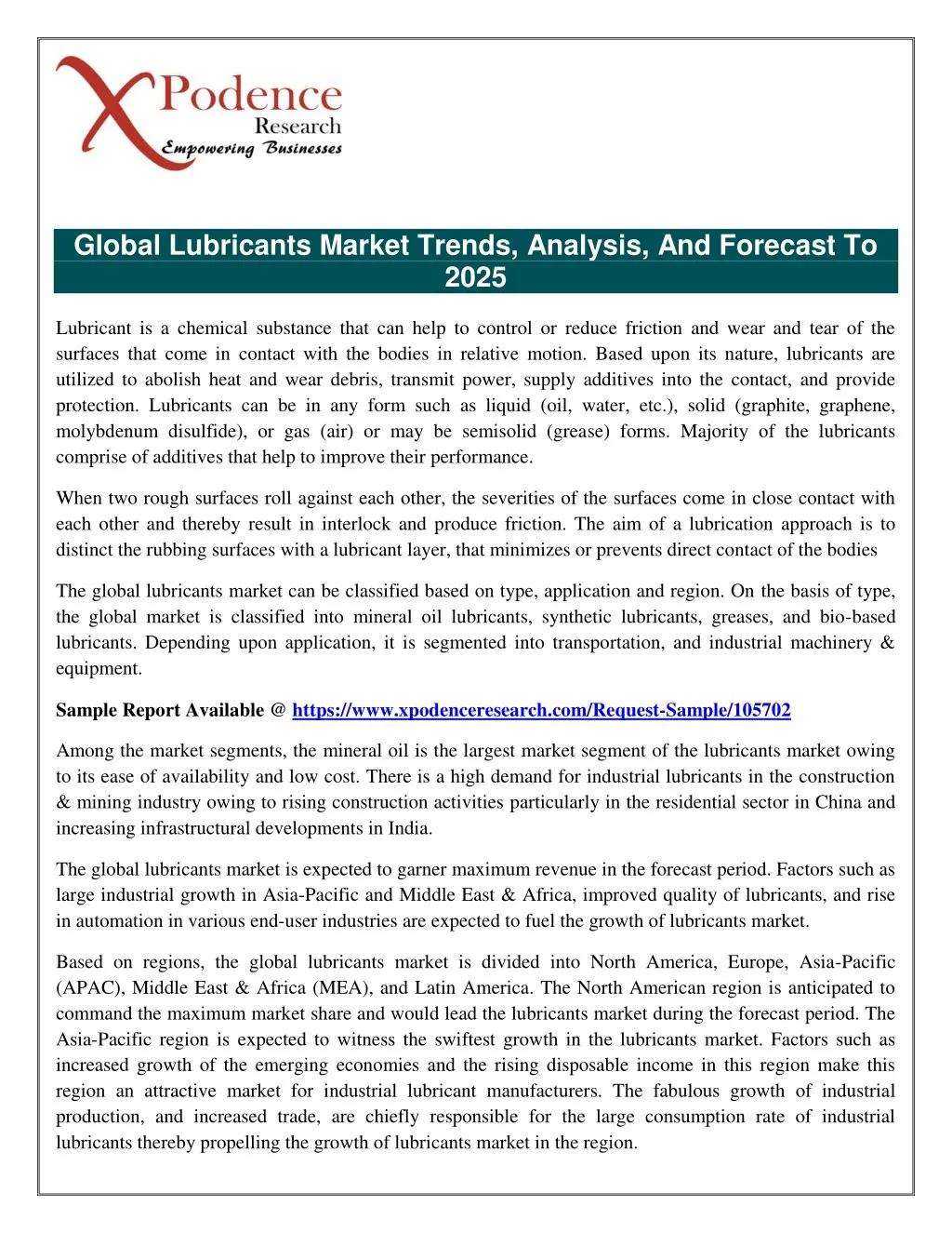 global lubricants market trends analysis