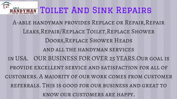 Toilet And Sink Repairs