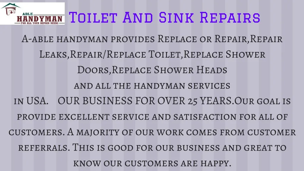 toilet and sink repairs a able handyman provides
