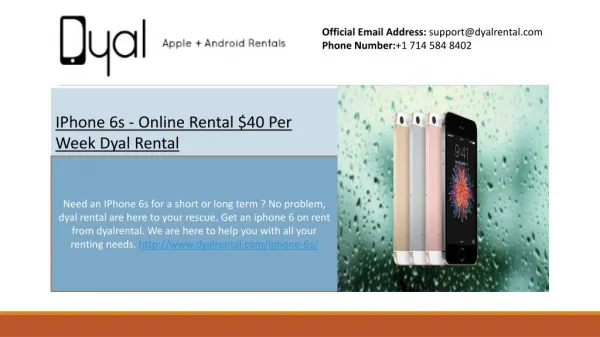 IPhone 6s - Online Rental $40 Per Week Dyal Rental