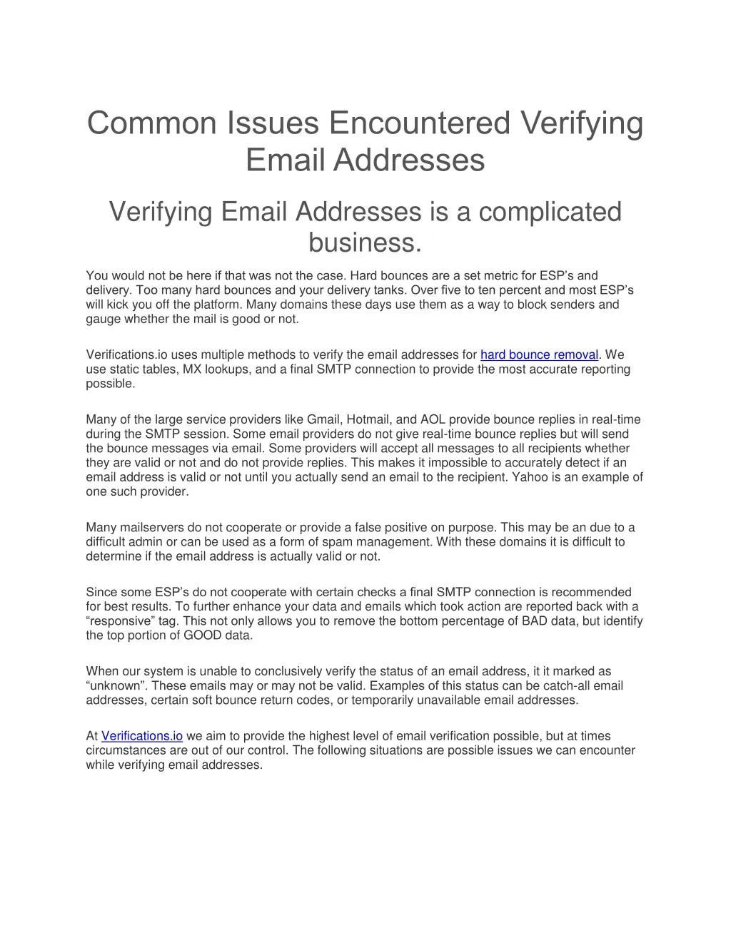 common issues encountered verifying email
