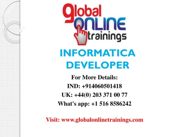 Best Informatica Developer Training | online informatica 10x Training
