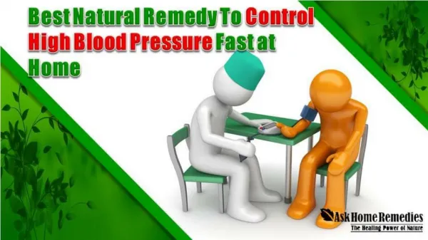 Best Natural Remedy to Control High Blood Pressure Fast at Home