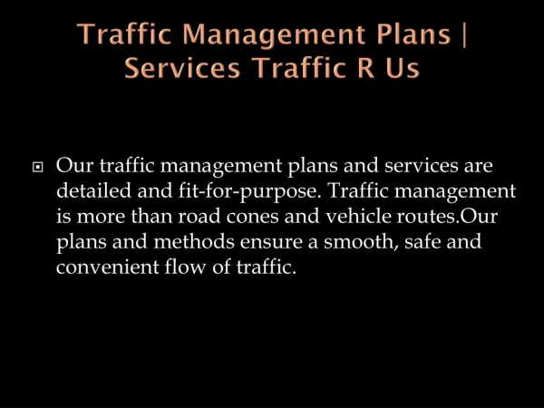 Traffic Management Plans | Services Traffic R Us