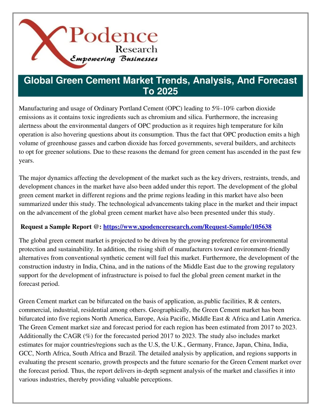 global green cement market trends analysis