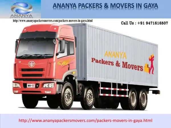 gaya Packers and Movers | 9471616507| Ananya packers and movers Packers