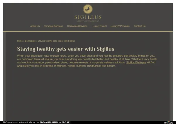 Staying healthy gets easier with Sigillus