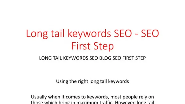 Long tail keywords SEO - SEO First Step
