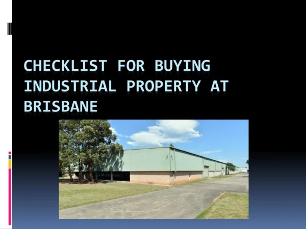 Checklist For Buying Industrial Property at Brisbane