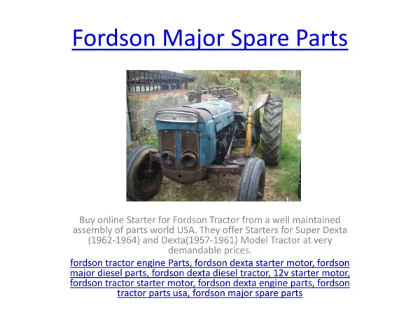 Fordson Tractor Engine Parts